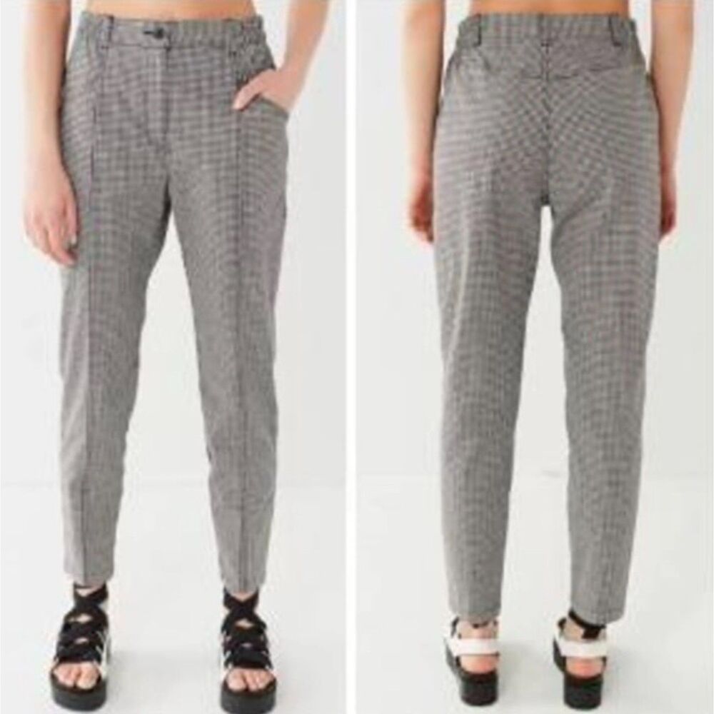 Silence + Noise slim straight gingham mom pant trousers
